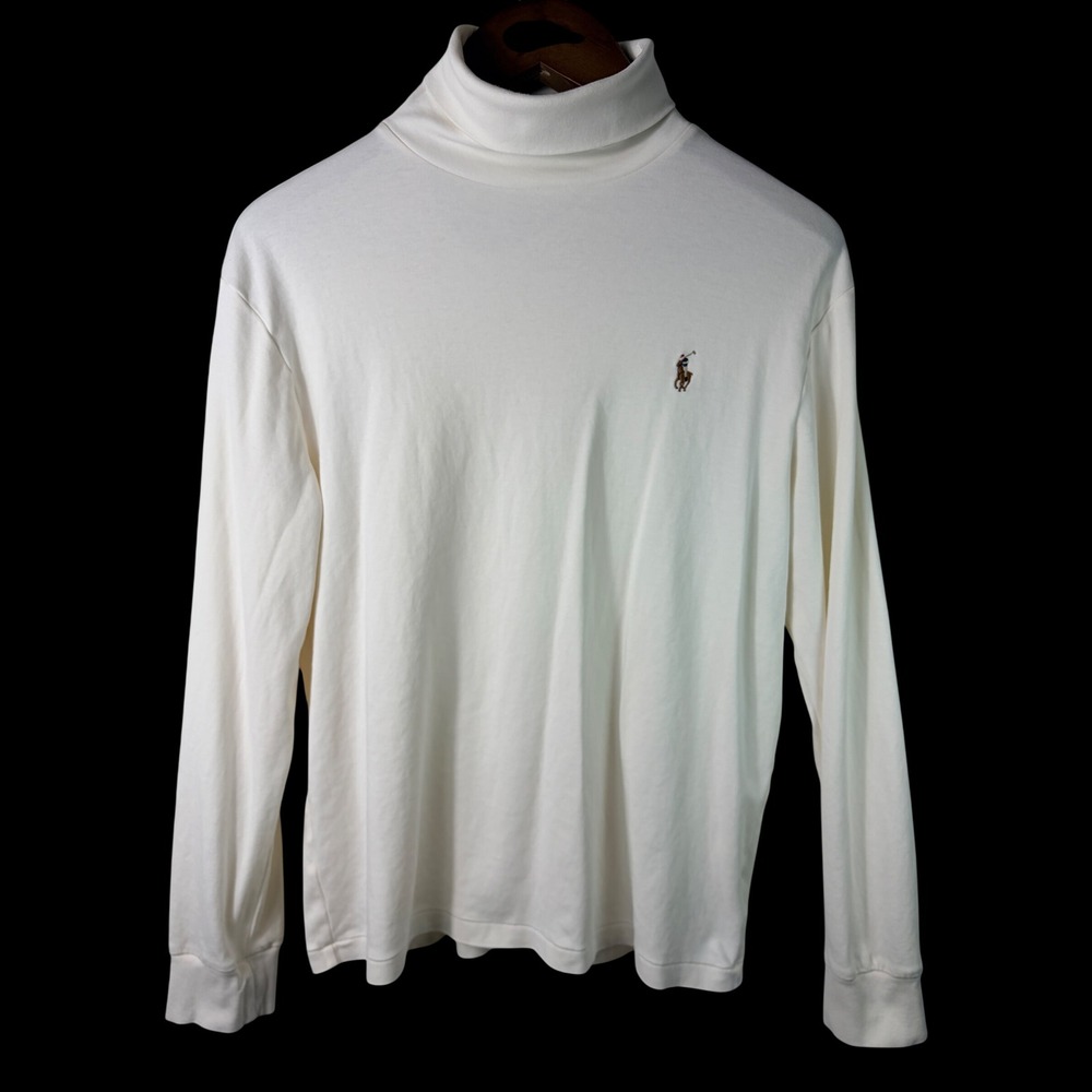 Polo Ralph Lauren Turtleneck Cream Long Sleeve Classic Preppy Old Money Size M